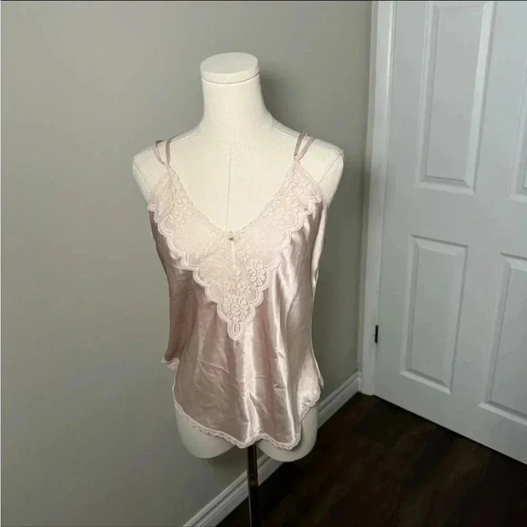 Vintage cottagecore Fairycore pink satin cami tank top 36/M - Picture 3 of 6